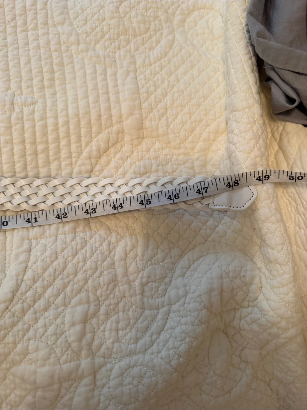 Braided White Leather Belt with Gold Buckle